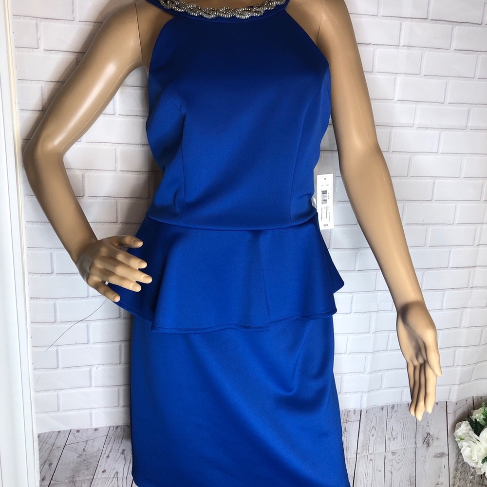 Elegant Blue Peplum Dress